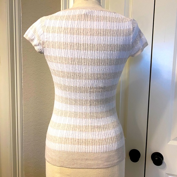 Gap Short Sleeved Cable Knit Striped Sweater - Picture 4 of 6